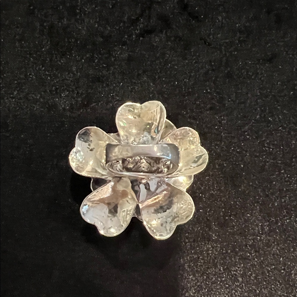 Silver Flower Statement Ring - image 4